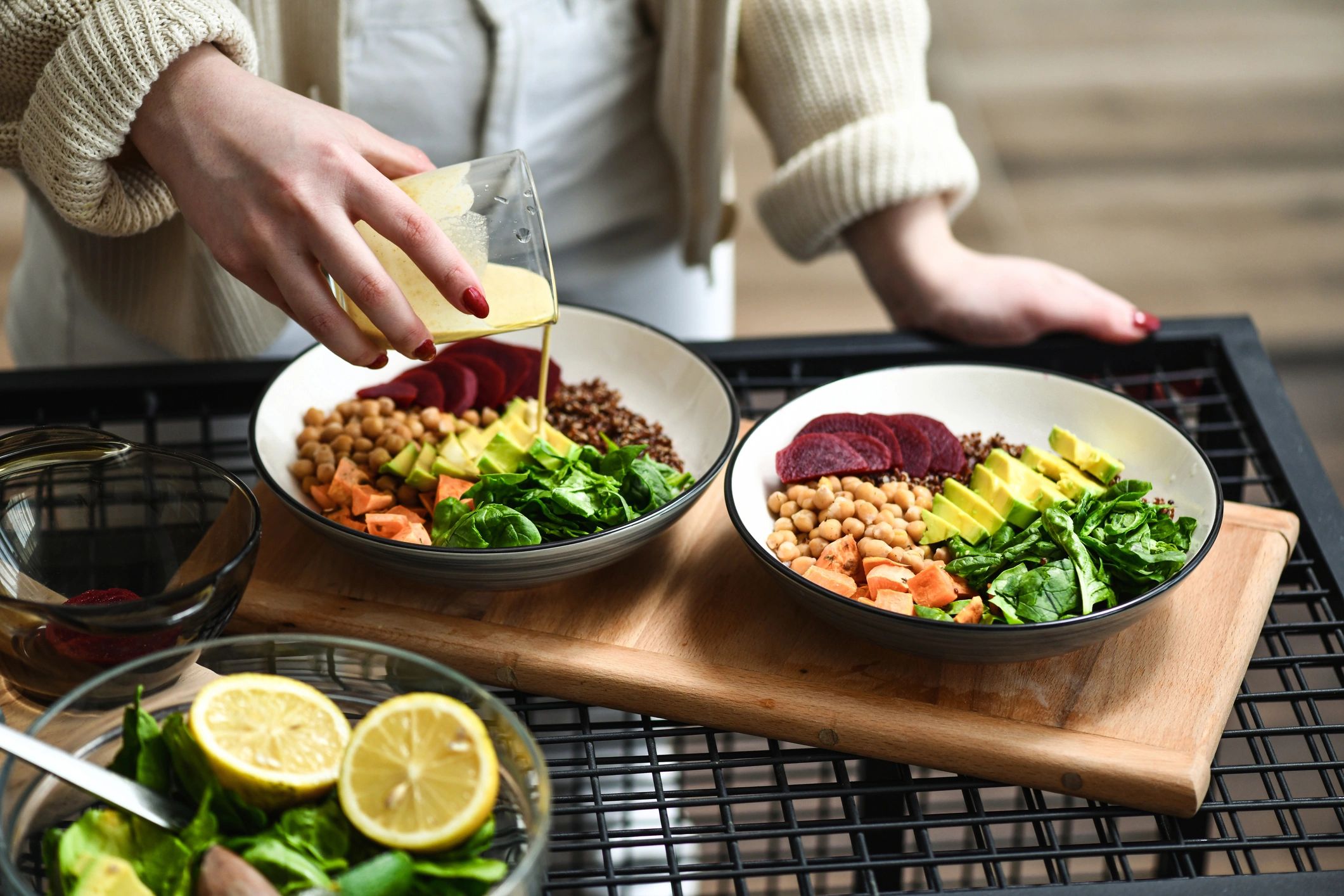 Healthy Buddha bowls with vegetables