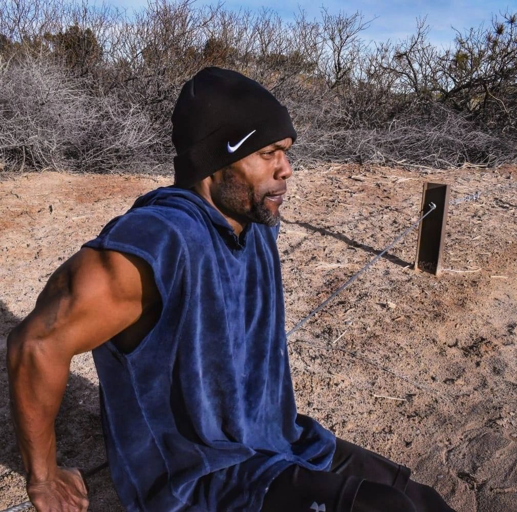 Man in desert athletic training